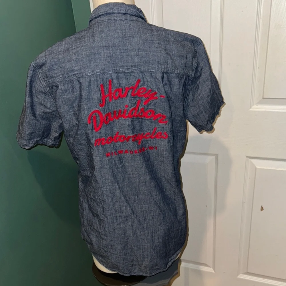 Harley-Davidson‎ Men's Blue Denim Shirt Medium